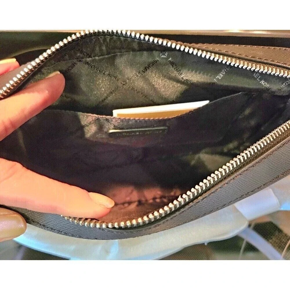 Michael Kors Jet Set Item Black Logo Crossbody Bag Purse‎ Handbag